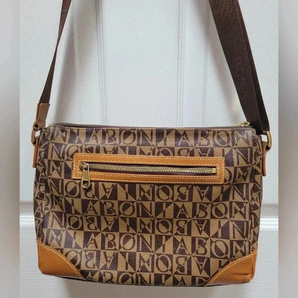 BONA Monogram Crossbody Bag 4 Zip Compartments and 4 smaller Pouches